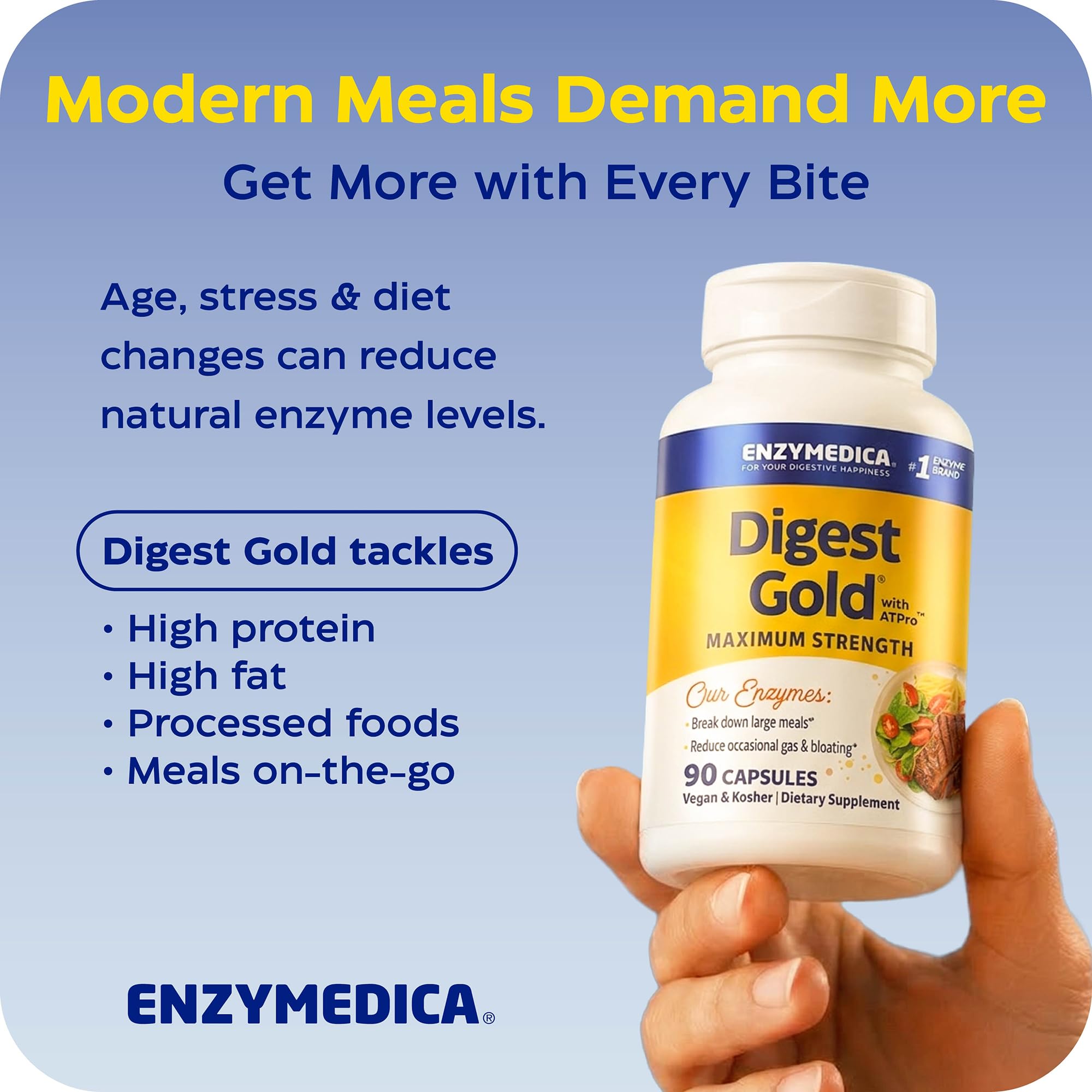 Enzymedica Digest Gold comparación de tamaño con monedas para escala