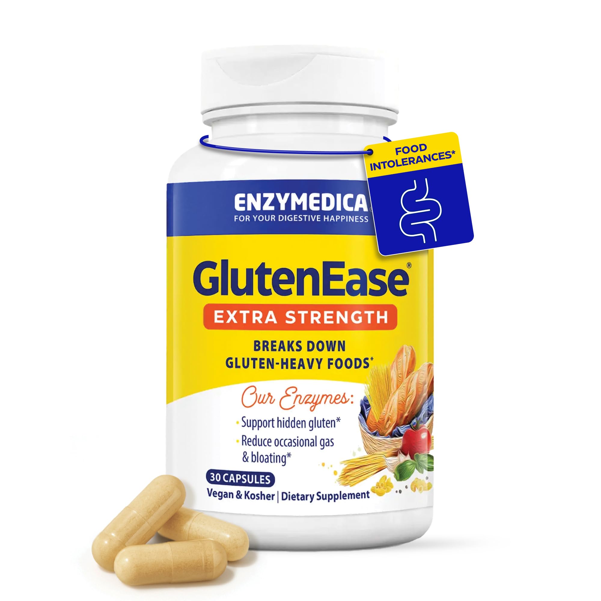 Enzymedica botella frontal del producto mostrando 30 cápsulas y etiquetado claro