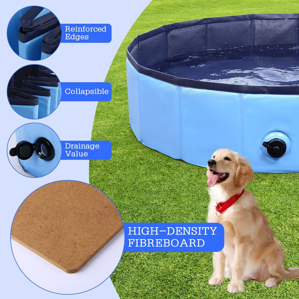 Eooqi perro usando la piscina portátil demostrando confort y facilidad de limpieza