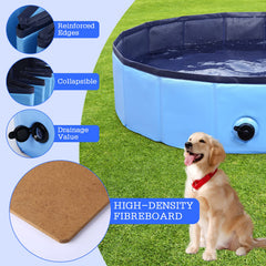 Eooqi perro usando la piscina portátil demostrando confort y facilidad de limpieza