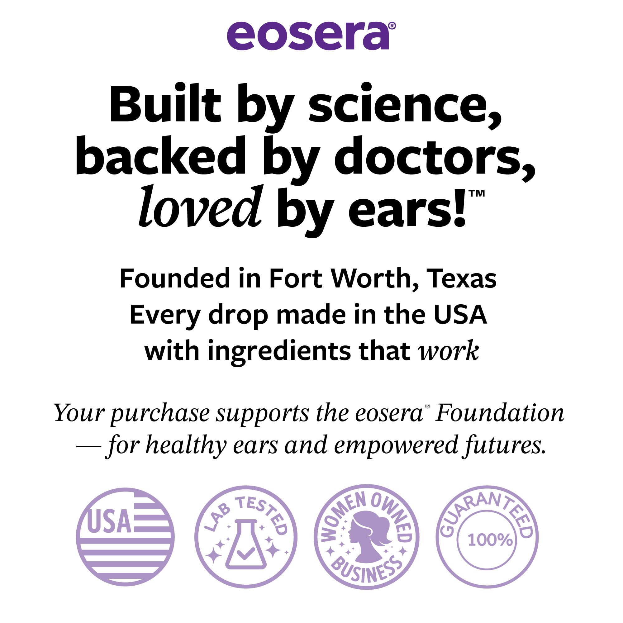 eosera Ear Wax MD etiqueta con ingredientes para transparencia del producto