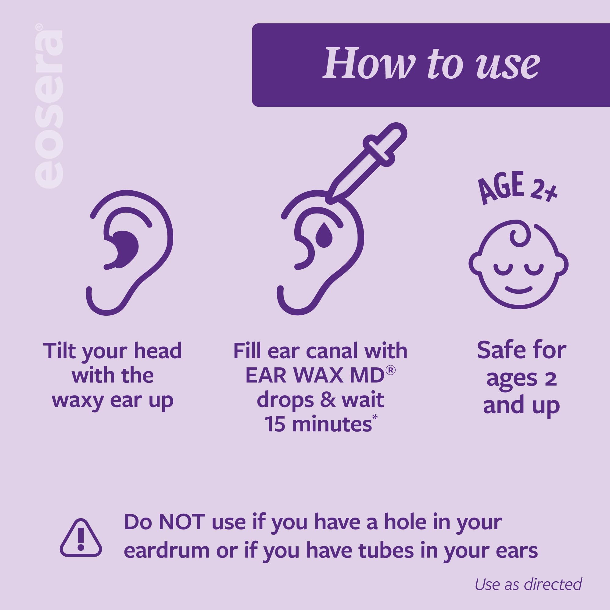 eosera Ear Wax MD gotas en la mano mostrando la textura y dosificación