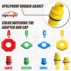 EPAuto adapter close-up with color-matched caps for secure, leak-free fit
