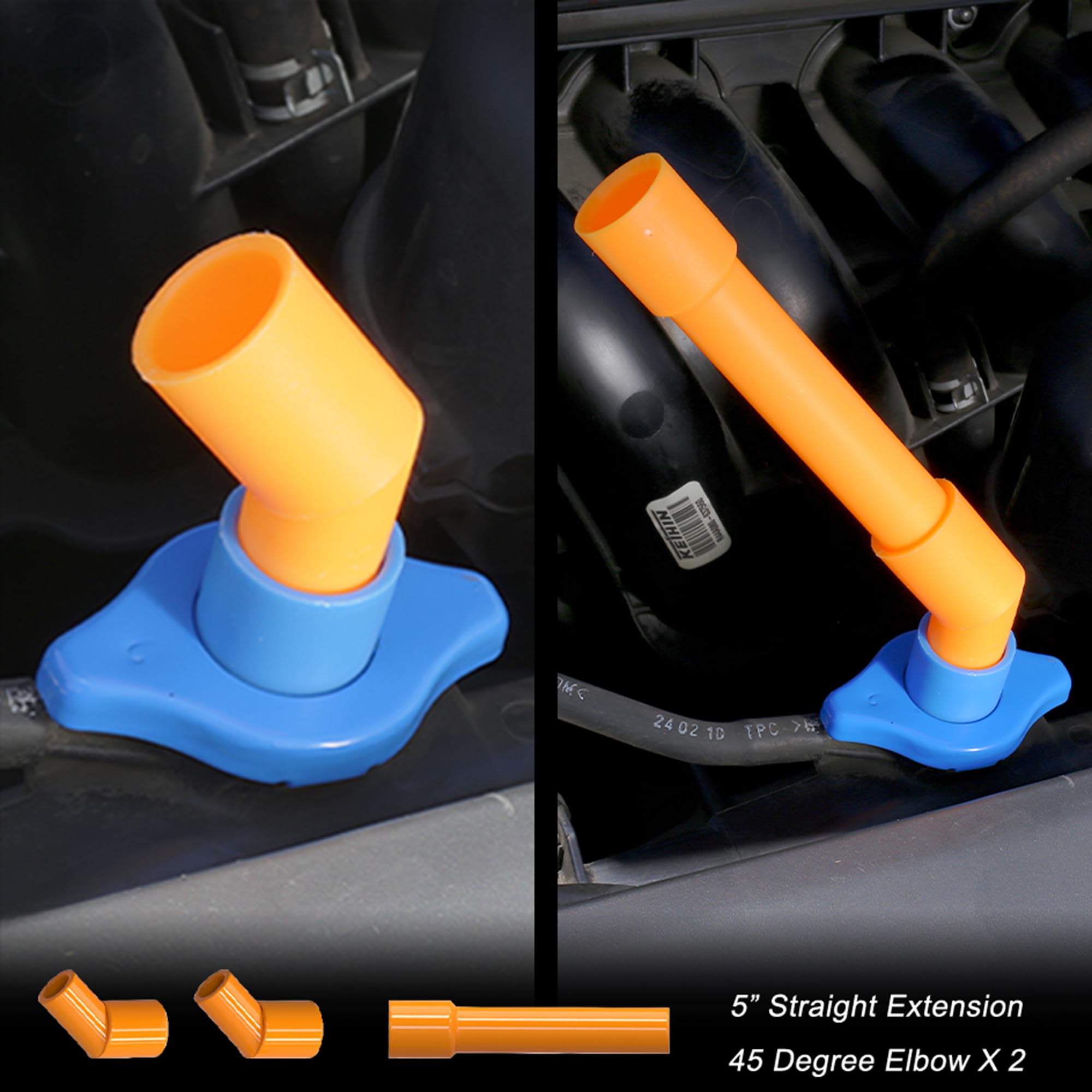 EPAuto kit in use pouring coolant with no spills for cleaner maintenance