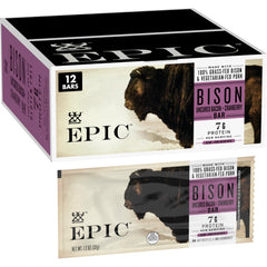 Epic empaque frontal mostrando caja de 12 barras y beneficio portable
