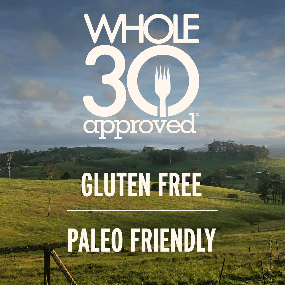 EPIC etiqueta con ingredientes y sellos paleo y Whole30
