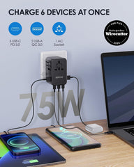 EPICKA primeros planos de 3 USB-C y 2 USB-A para múltiples dispositivos