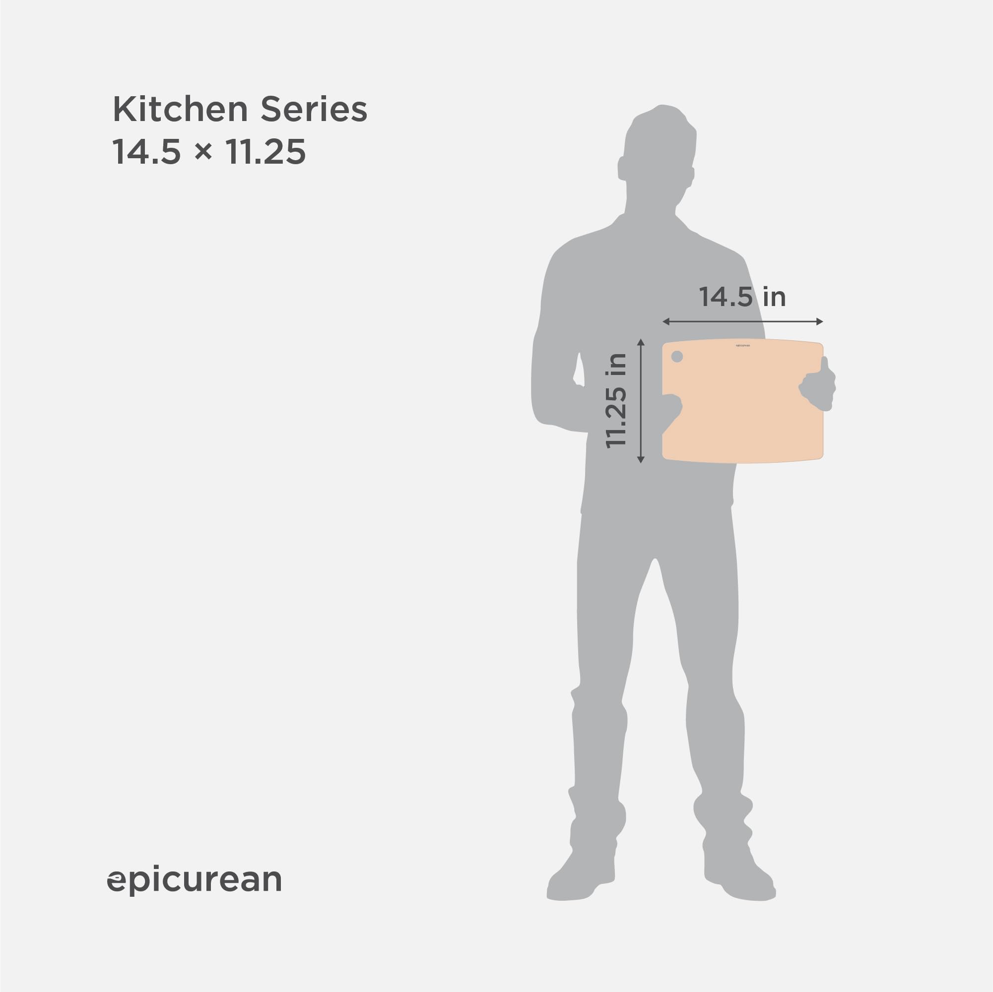 Epicurean detalle del hueco para colgar y borde reversible para almacenamiento cómodo