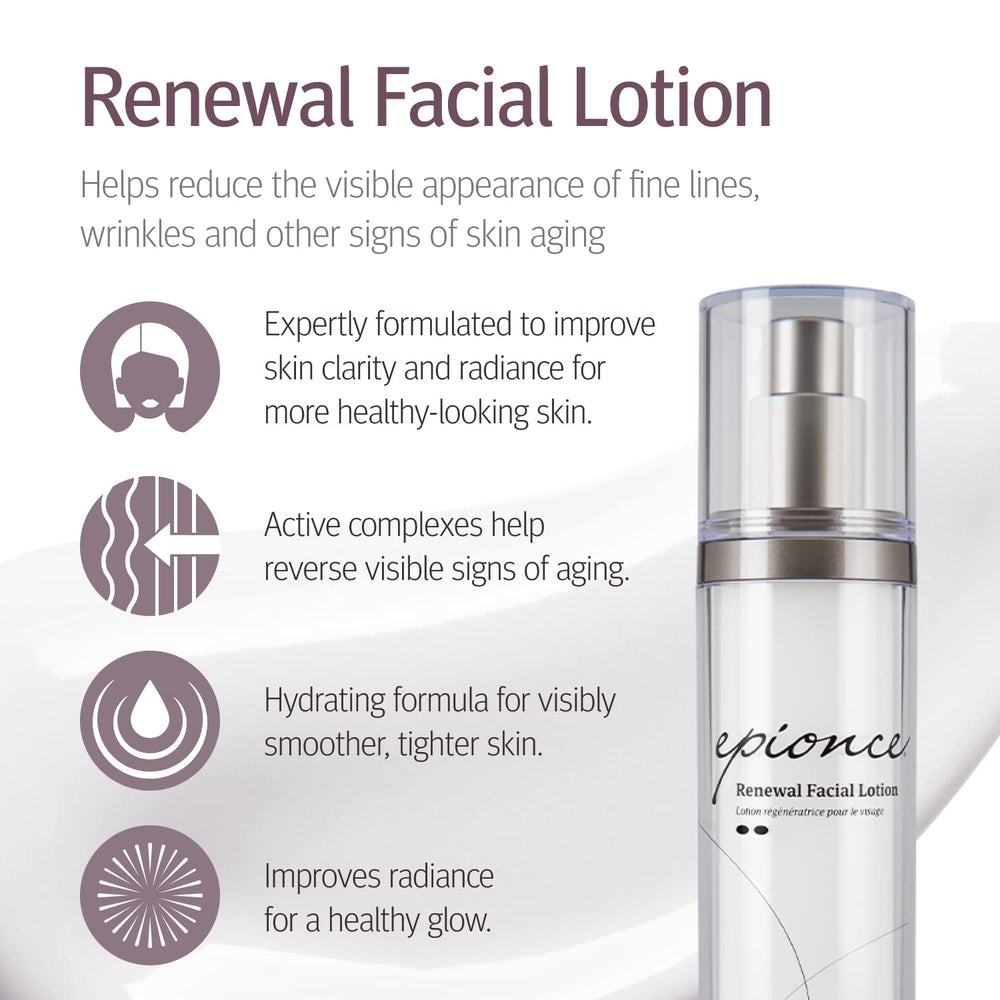 detalle de la textura de Epionce Renewal Facial Lotion mostrando absorción rápida