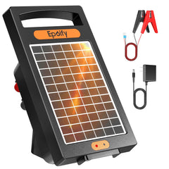 Epoify vista frontal del cargador solar mostrando controles y durabilidad