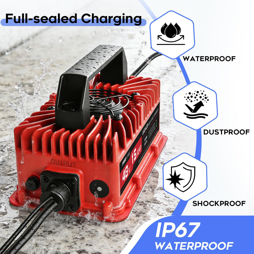 EPOWREY 16-foot cable extended showing reach benefit: charge without moving cart