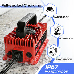 EPOWREY 16-foot cable extended showing reach benefit: charge without moving cart