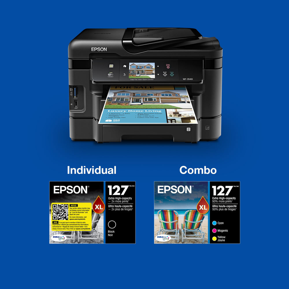 Epson 127 junto a una regla para comparación de tamaño, fácil reemplazo