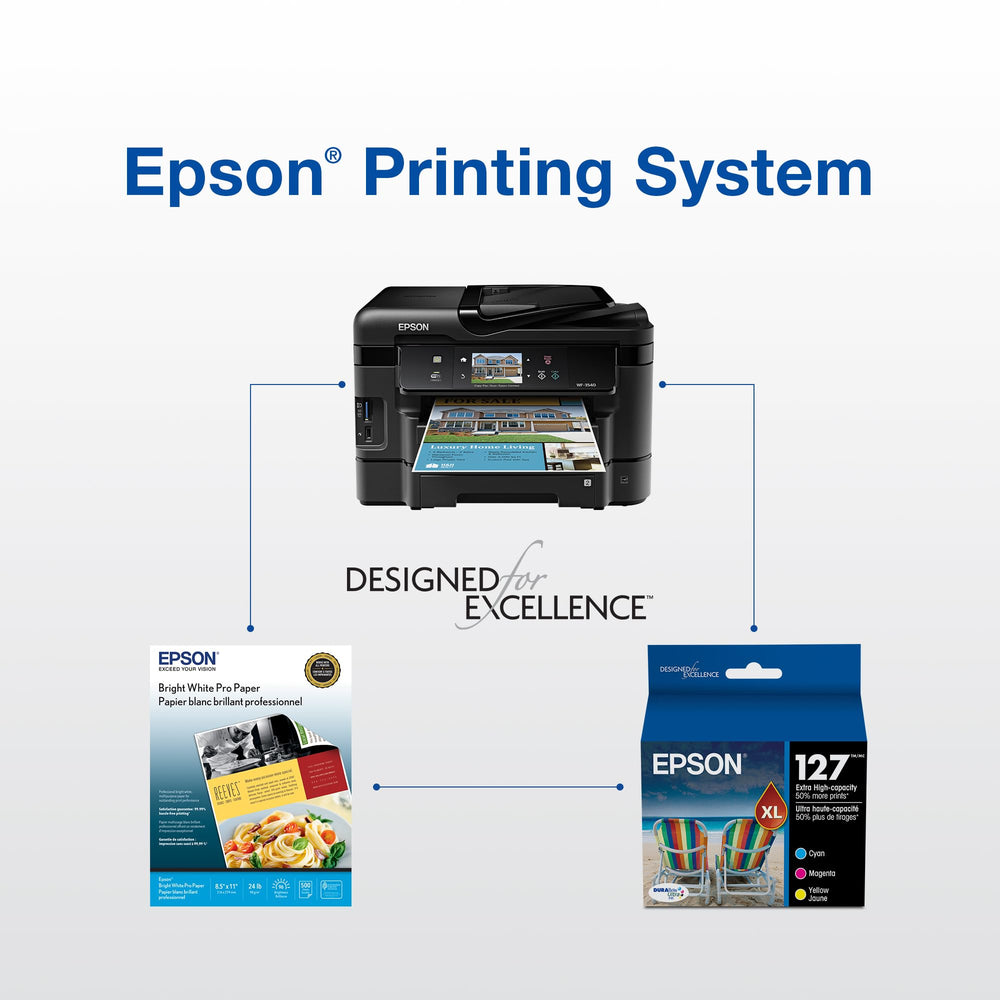 Epson 127 etiqueta con lista de impresoras compatibles, información útil