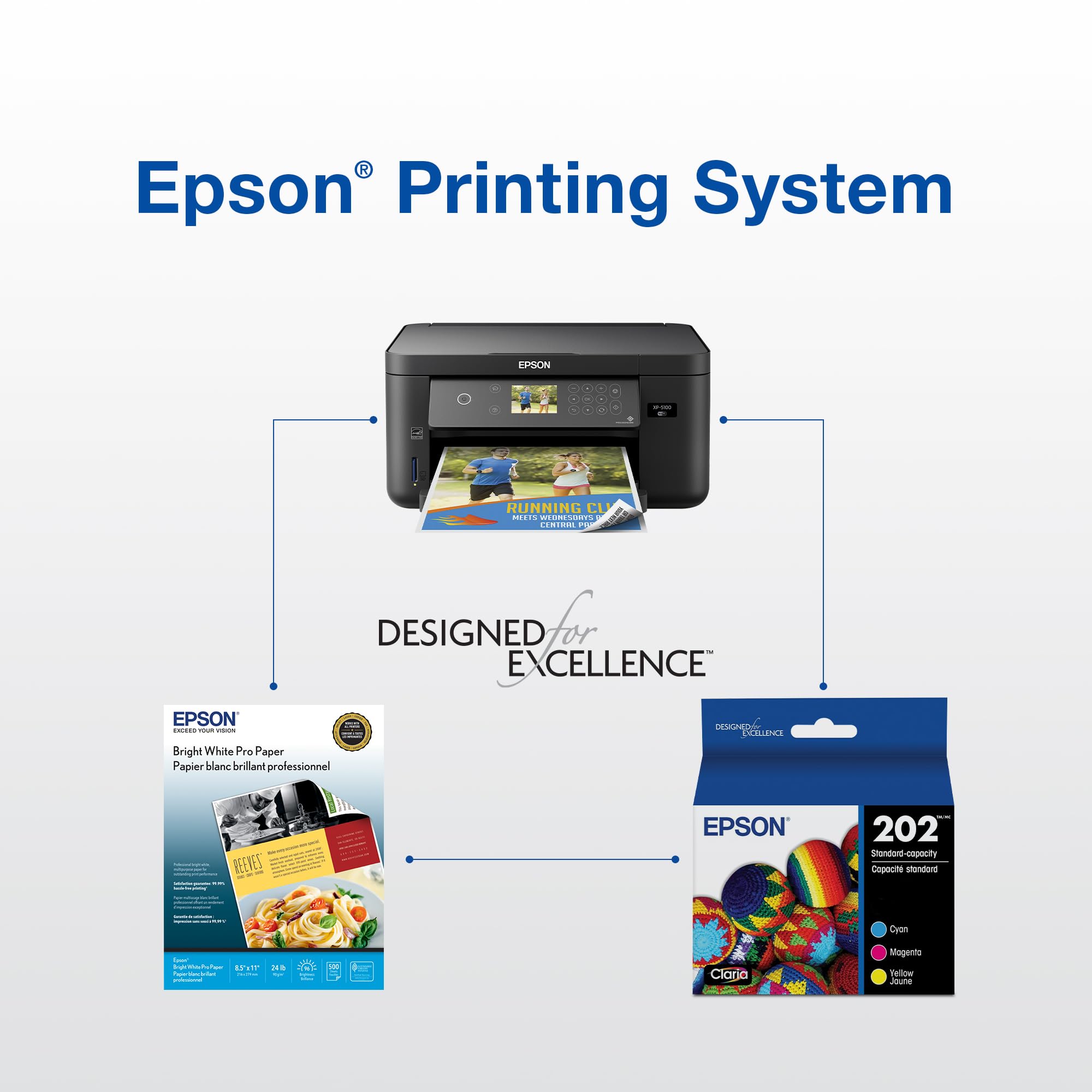 Epson comparación de tamaño y etiqueta del pack para identificar modelo