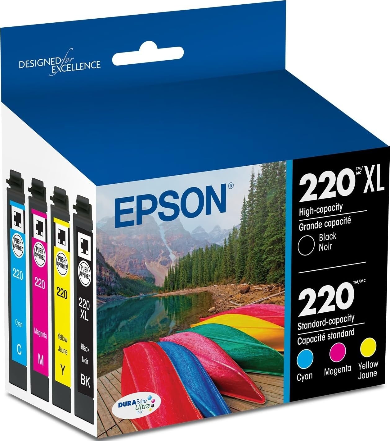 Epson cartucho 220 frente del empaque mostrando calidad y compatibilidad