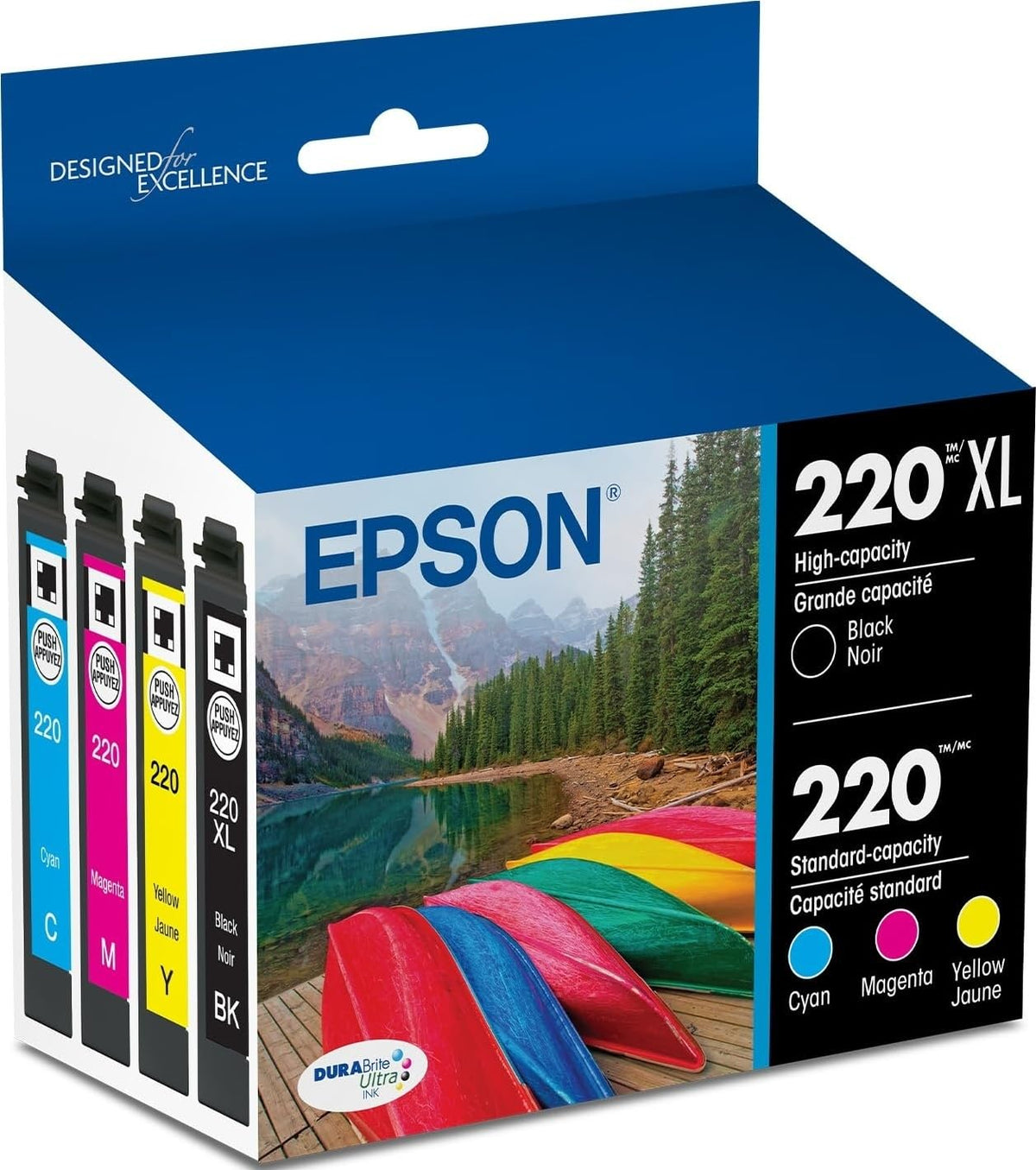 Epson cartucho 220 frente del empaque mostrando calidad y compatibilidad