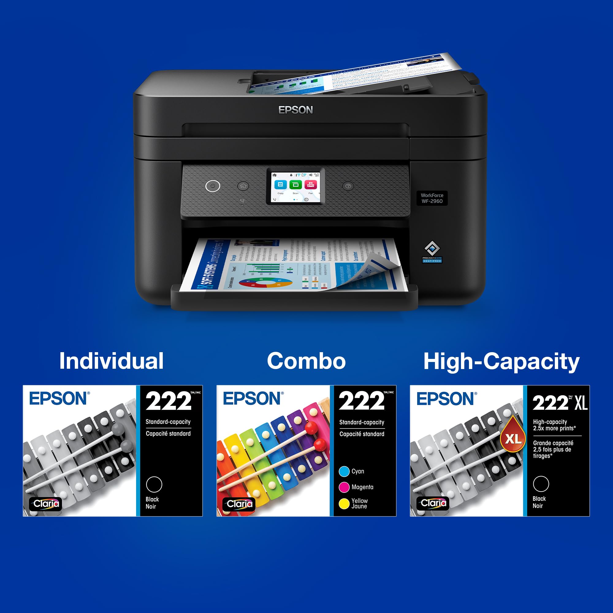 Epson 222 instalado en impresora mostrando ajuste limpio y funcionalidad