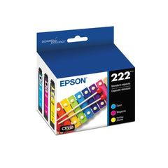 Epson pack 222 presentación mostrando caja y cartuchos, calidad garantizada