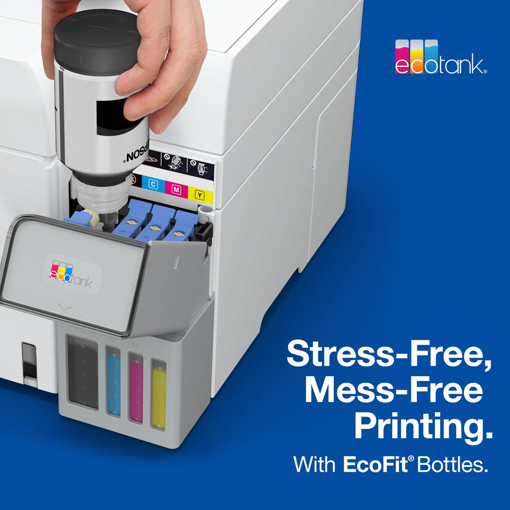 Epson botella 502 junto a objeto para comparar tamaño y capacidad