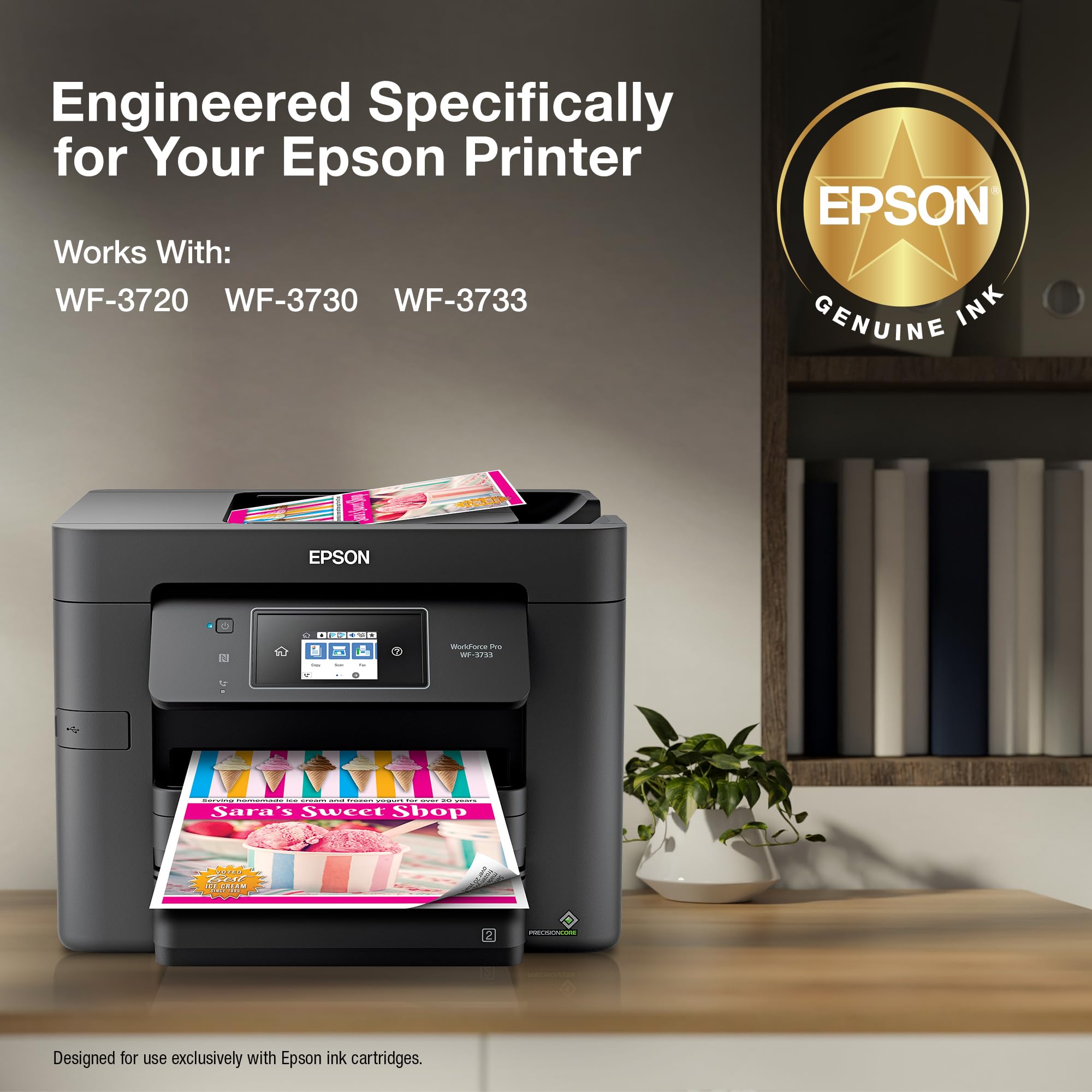 Epson 702 installed in WorkForce printer demonstrating easy replacement benefit