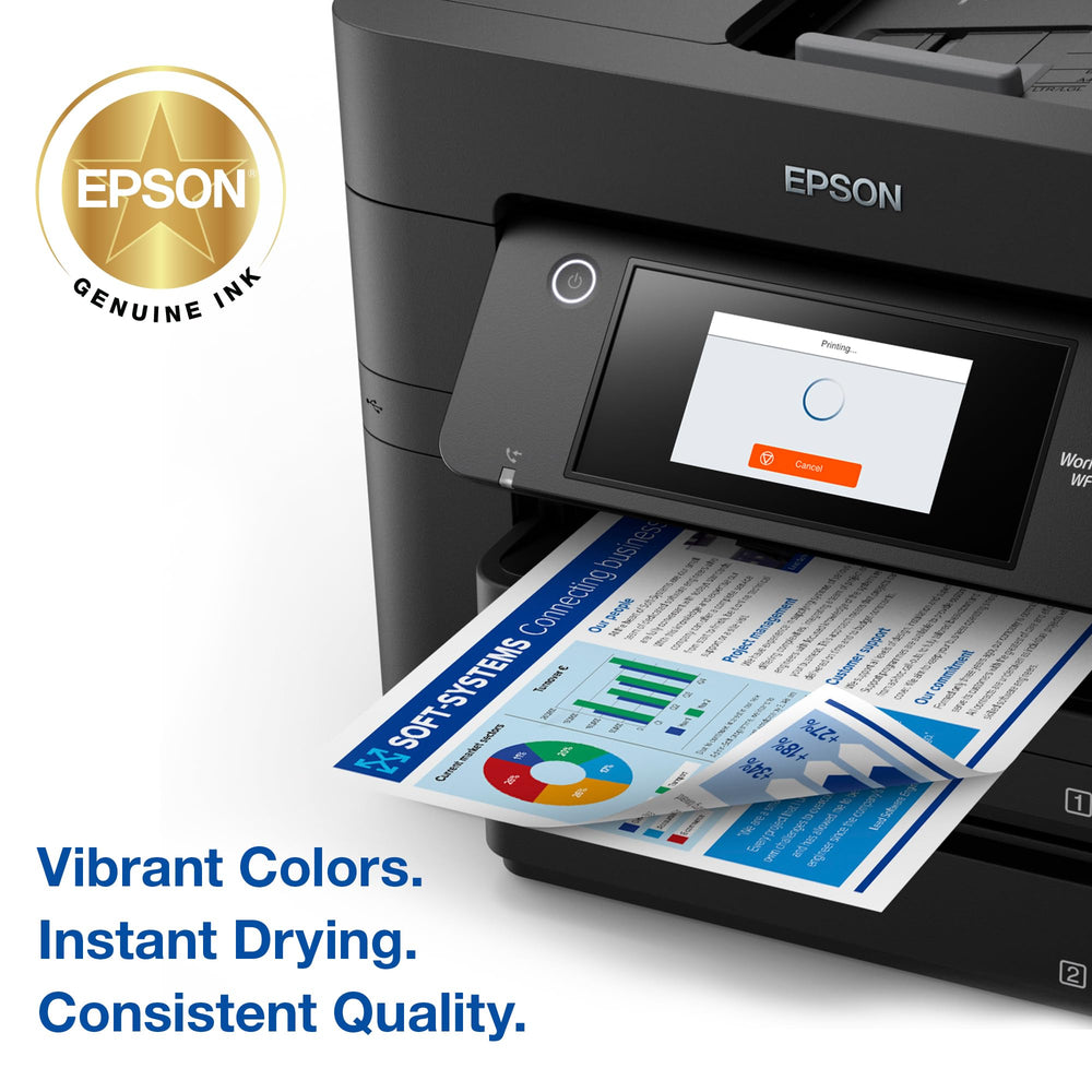Cartuchos Epson instalados en impresora durante una impresión rápida