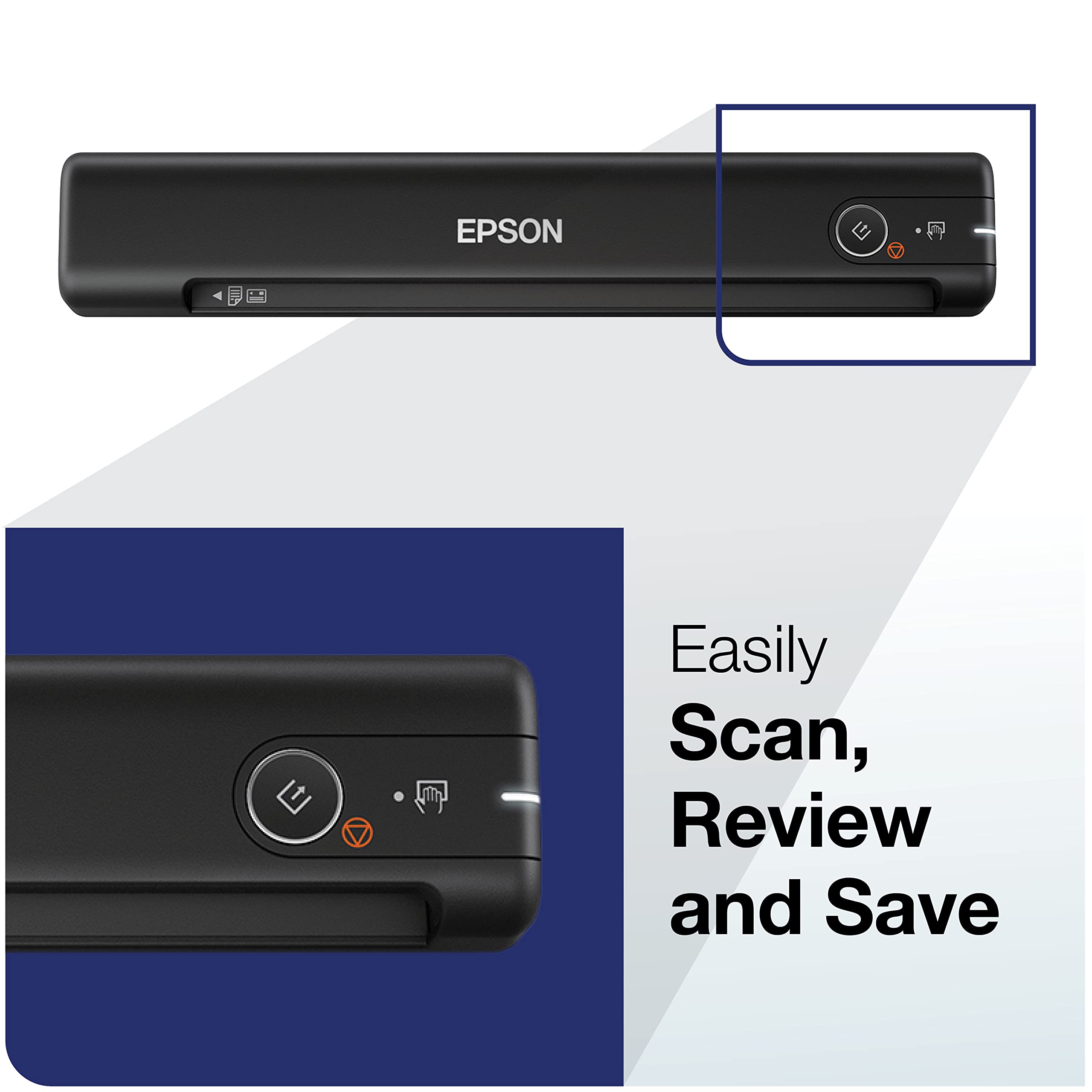 Epson ES-50 conector USB mostrando alimentación directa desde el ordenador