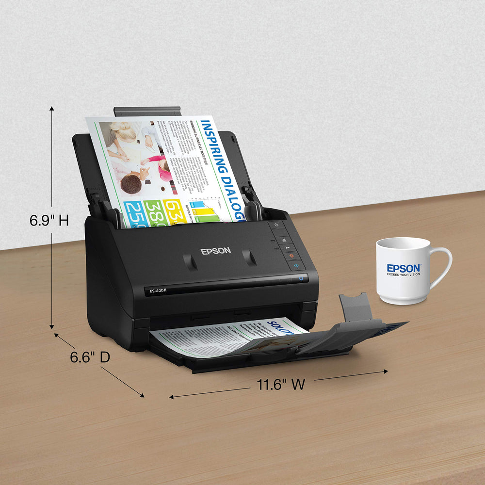 Epson ES-400 II en ambiente de oficina mostrando flujo de trabajo ágil