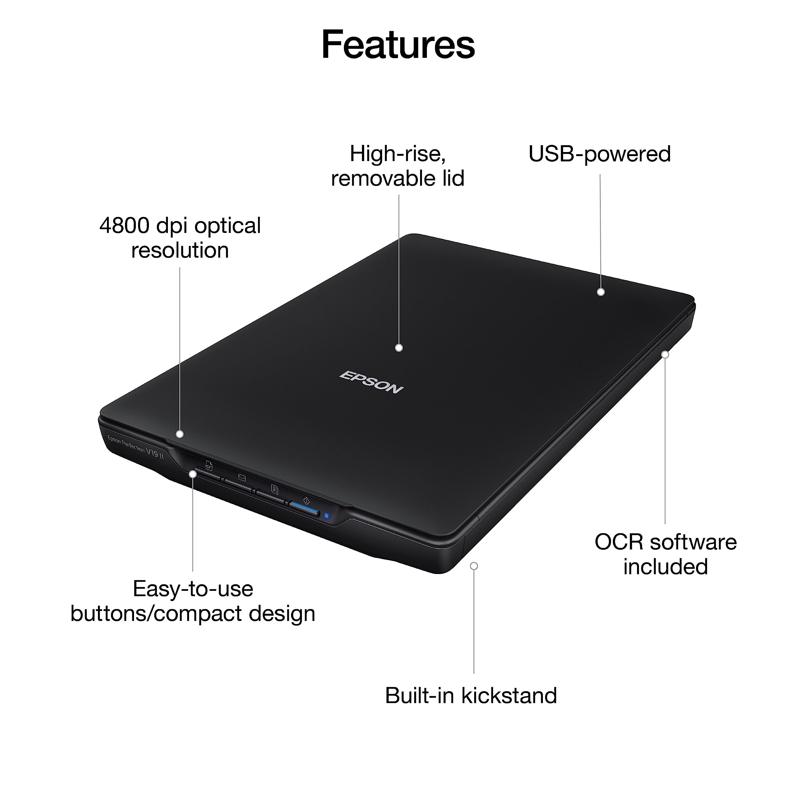 Epson V19 II botones de un toque para escanear rápido y sencillo