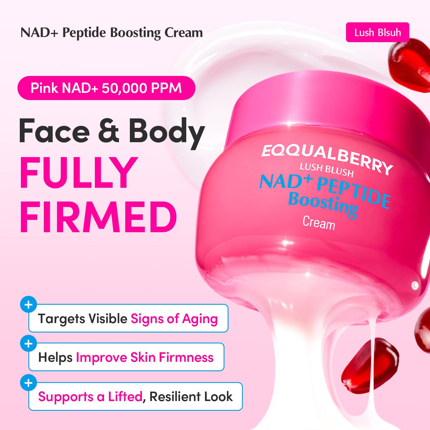 EQQUALBERRY textura rosada en primer plano para absorción y acabado sedoso