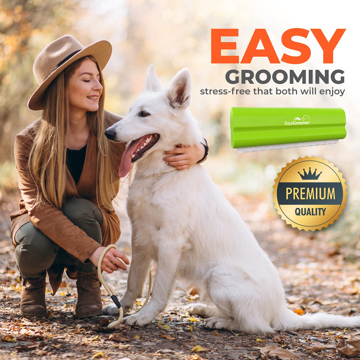 EquiGroomer used in a cozy home setting showing comfortable grooming routine