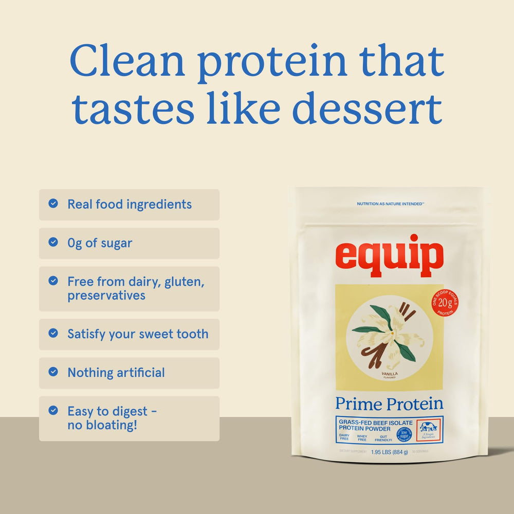 Vainilla y coco junto a Equip Prime, ingredientes reales y dulzor natural