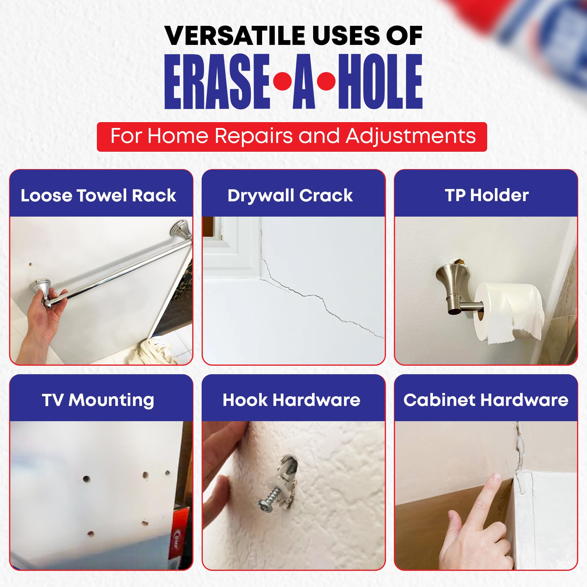 Erase-A-Hole reparación seca lista para pintar mostrando superficie uniforme