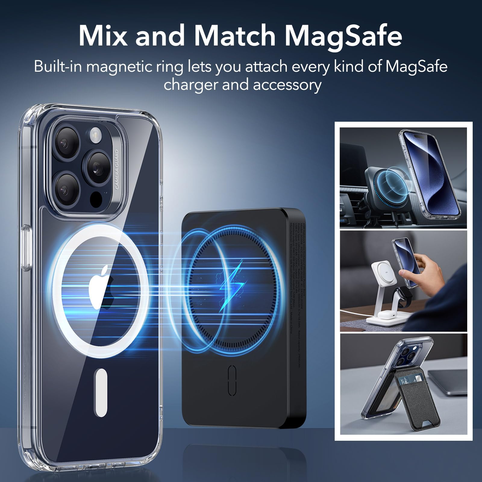 ESR funda junto a una regla para comparar tamaño y ajuste preciso al iPhone 15 Pro