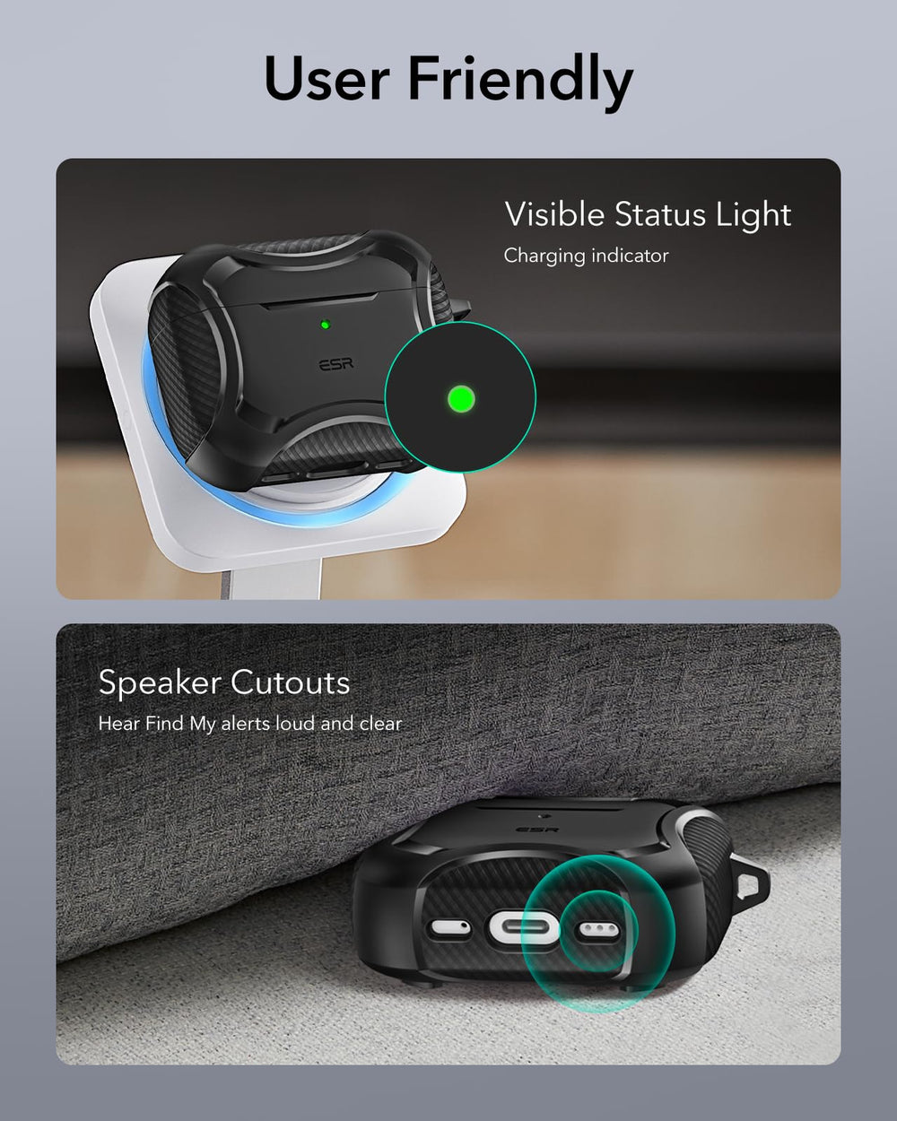 ESR funda con cable USB-C acceso fácil al puerto