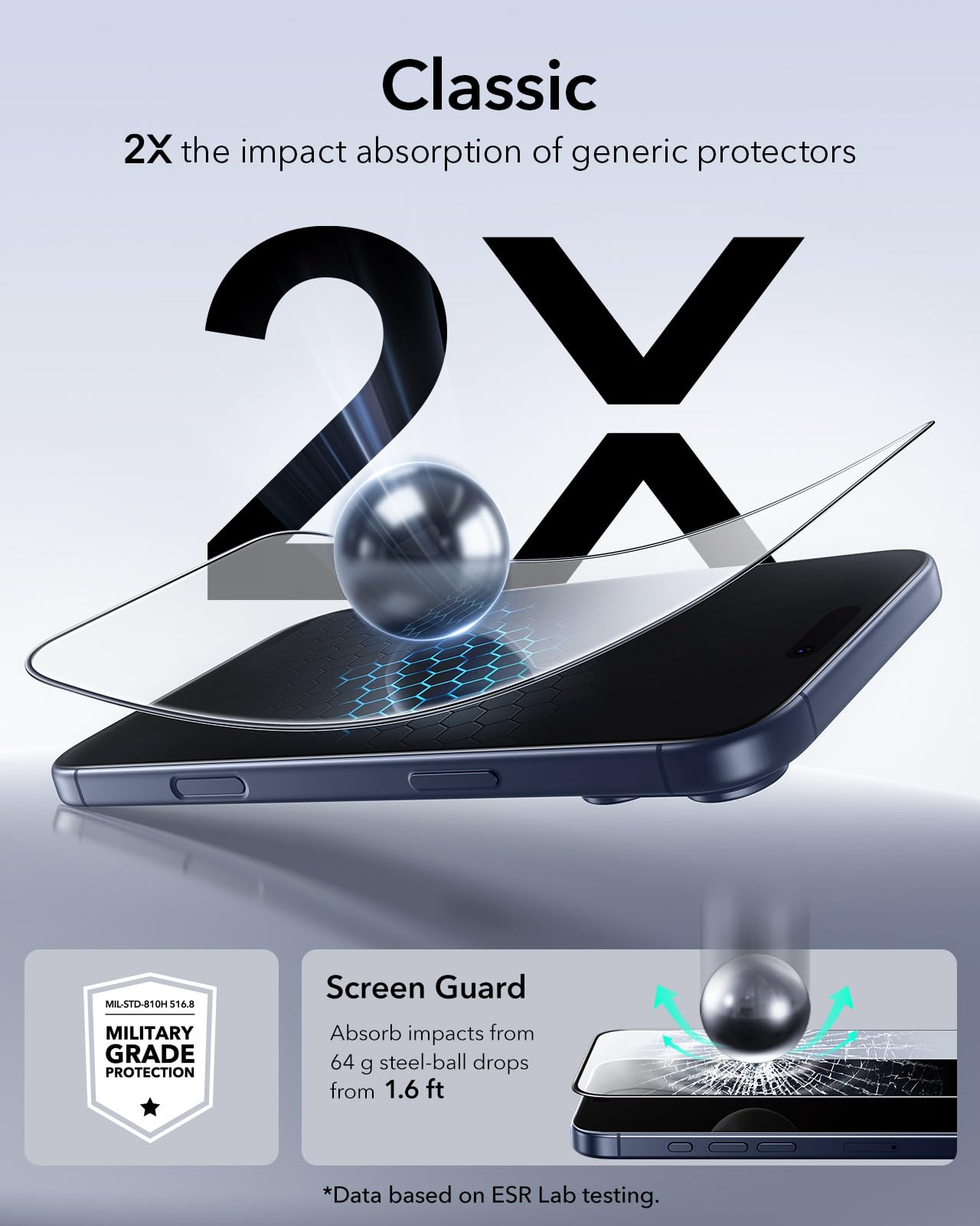 ESR protector colocado en iPhone 17 Pro Max demostrando ajuste perfecto y tacto preservado