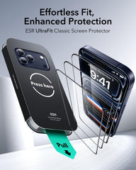 ESR bandeja UltraFit alineando el protector para instalación precisa y sin errores
