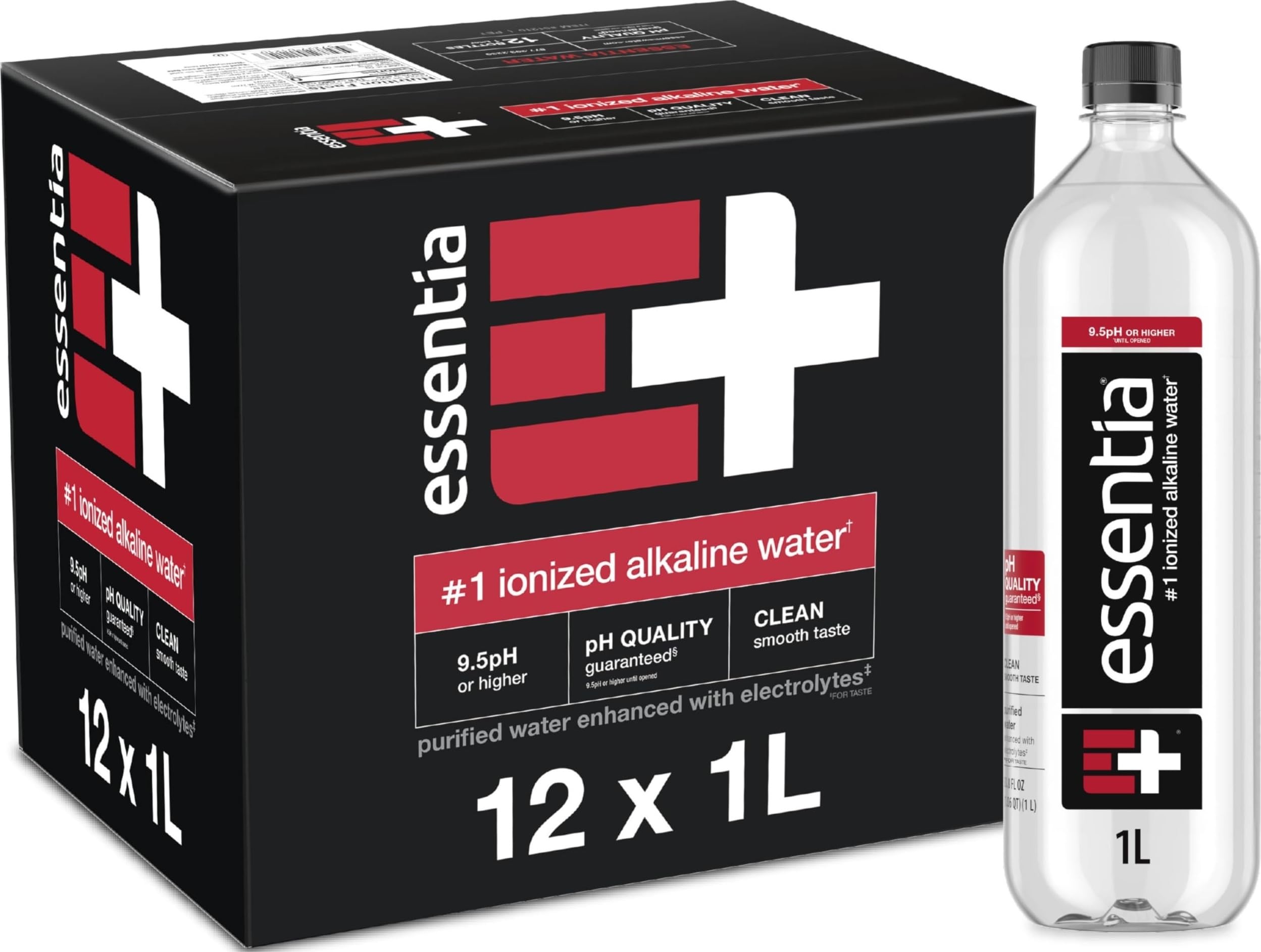 Essentia frente pack de 12 botellas 1L mostrando conveniencia