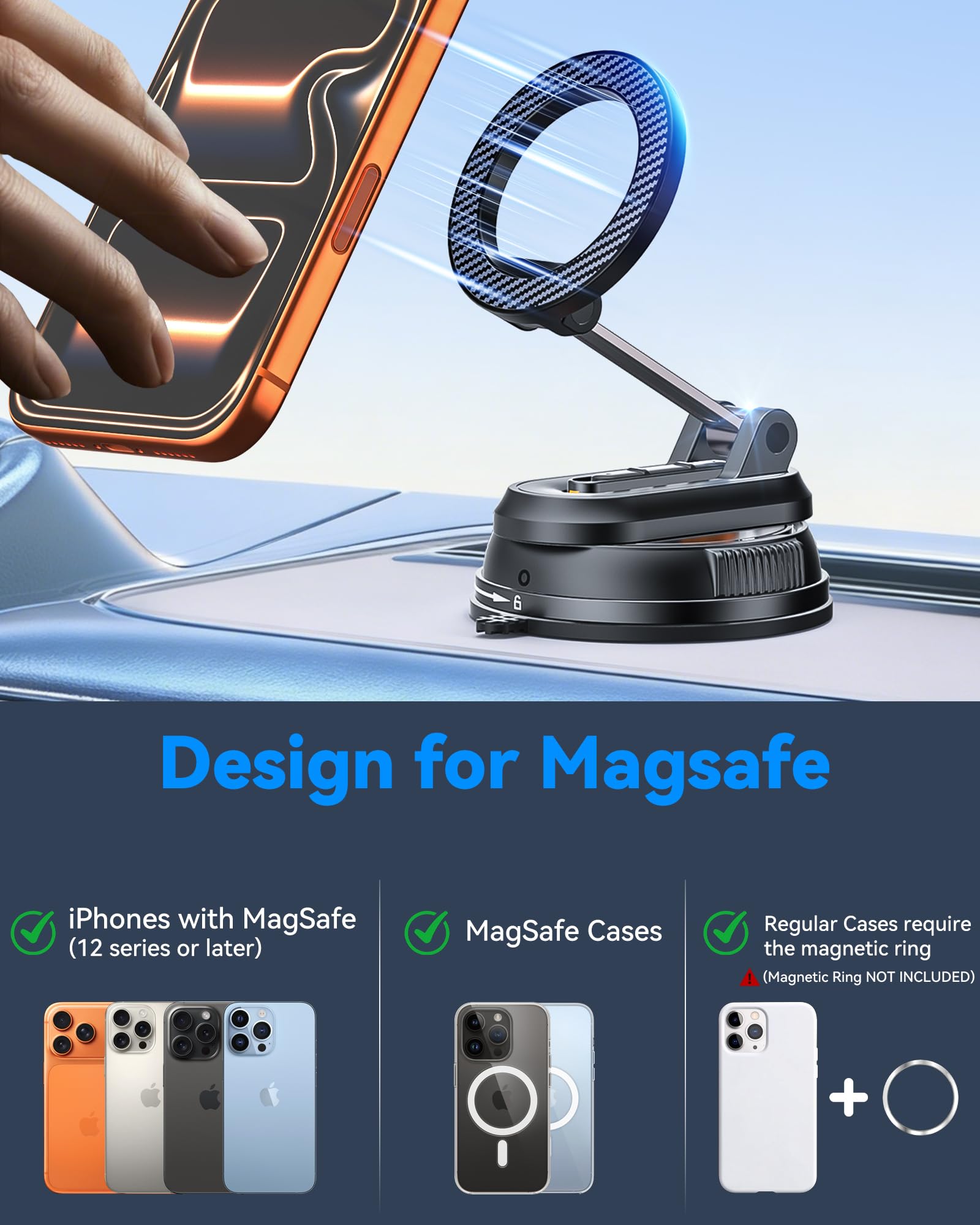 Estbuc etiqueta con especificaciones y compatibilidad MagSafe