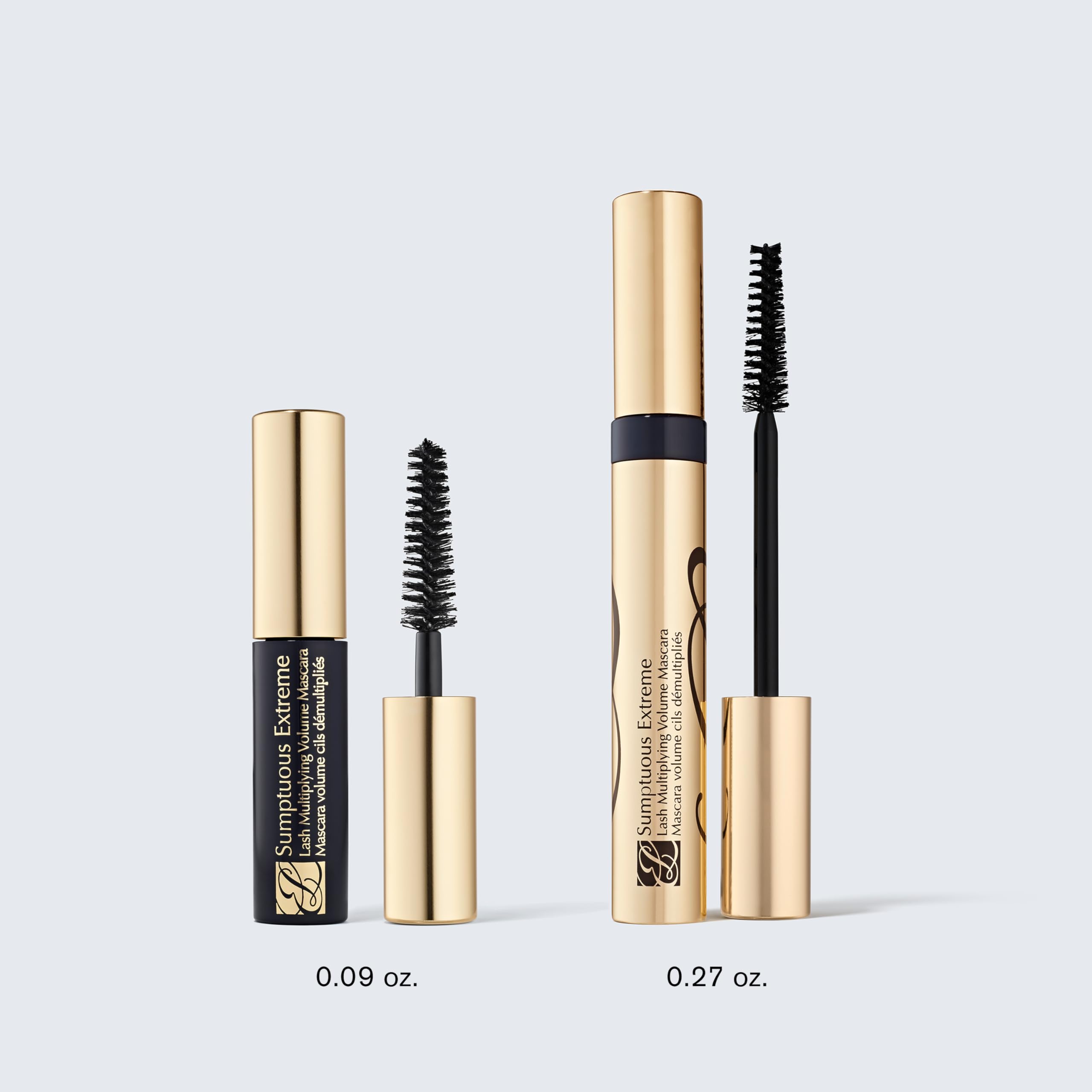 Estée Lauder empaque con etiqueta y tono 01 Extreme Black claramente visible