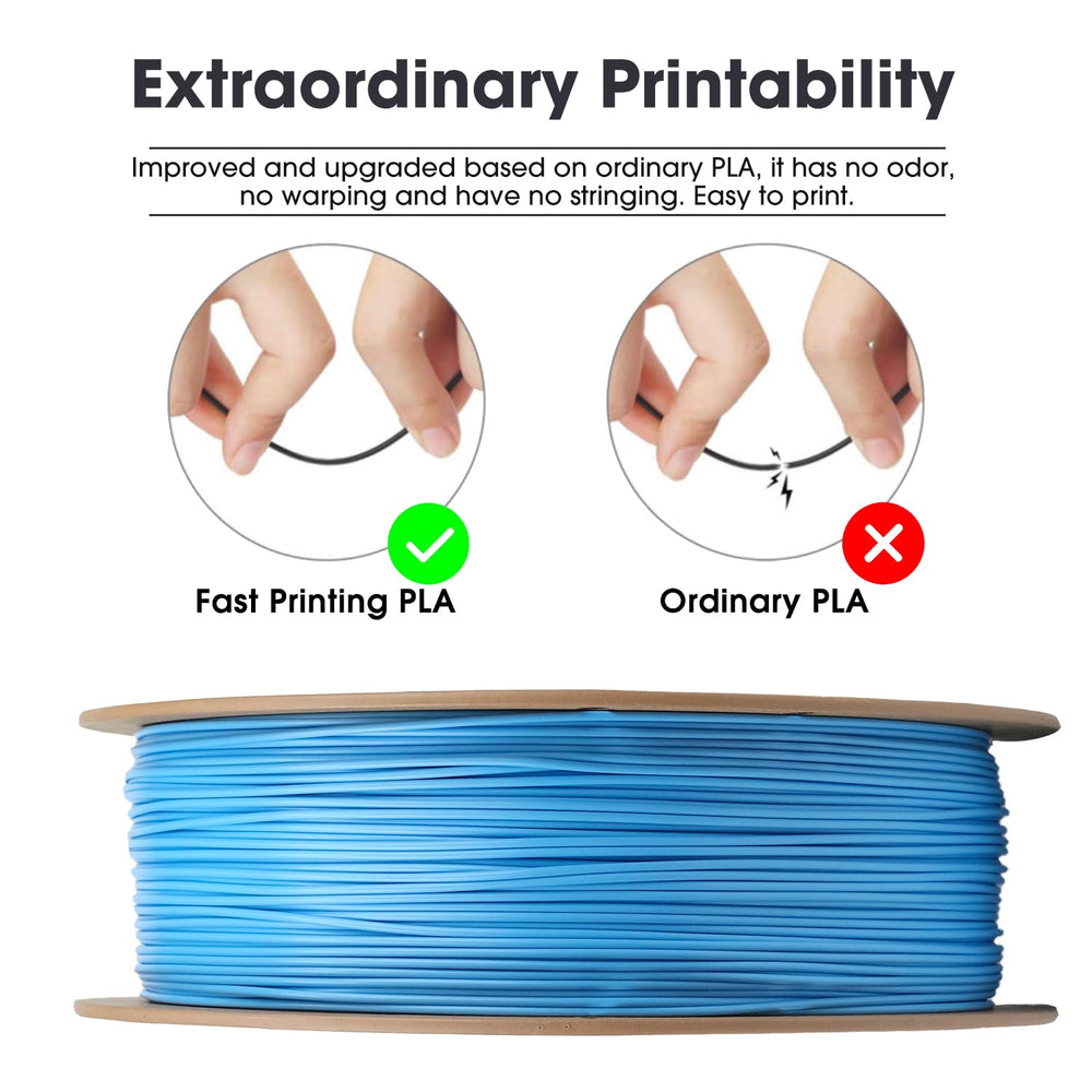Filamento eSUN PLA Basic en impresora 3D durante impresión rápida, mejora la continuidad de la extrusión