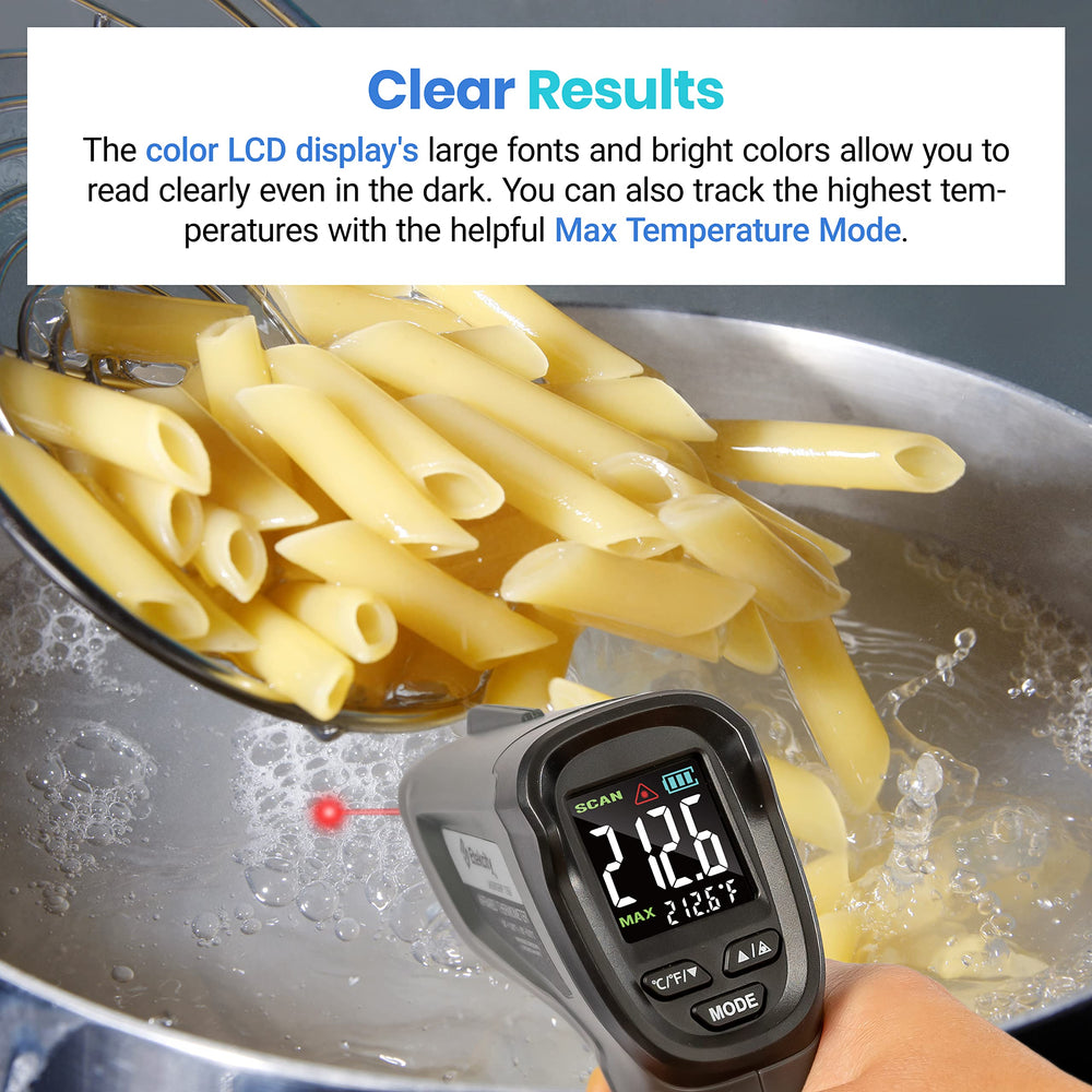 Etekcity Lasergrip 1260 midiendo parrilla, ideal para cocinar con seguridad