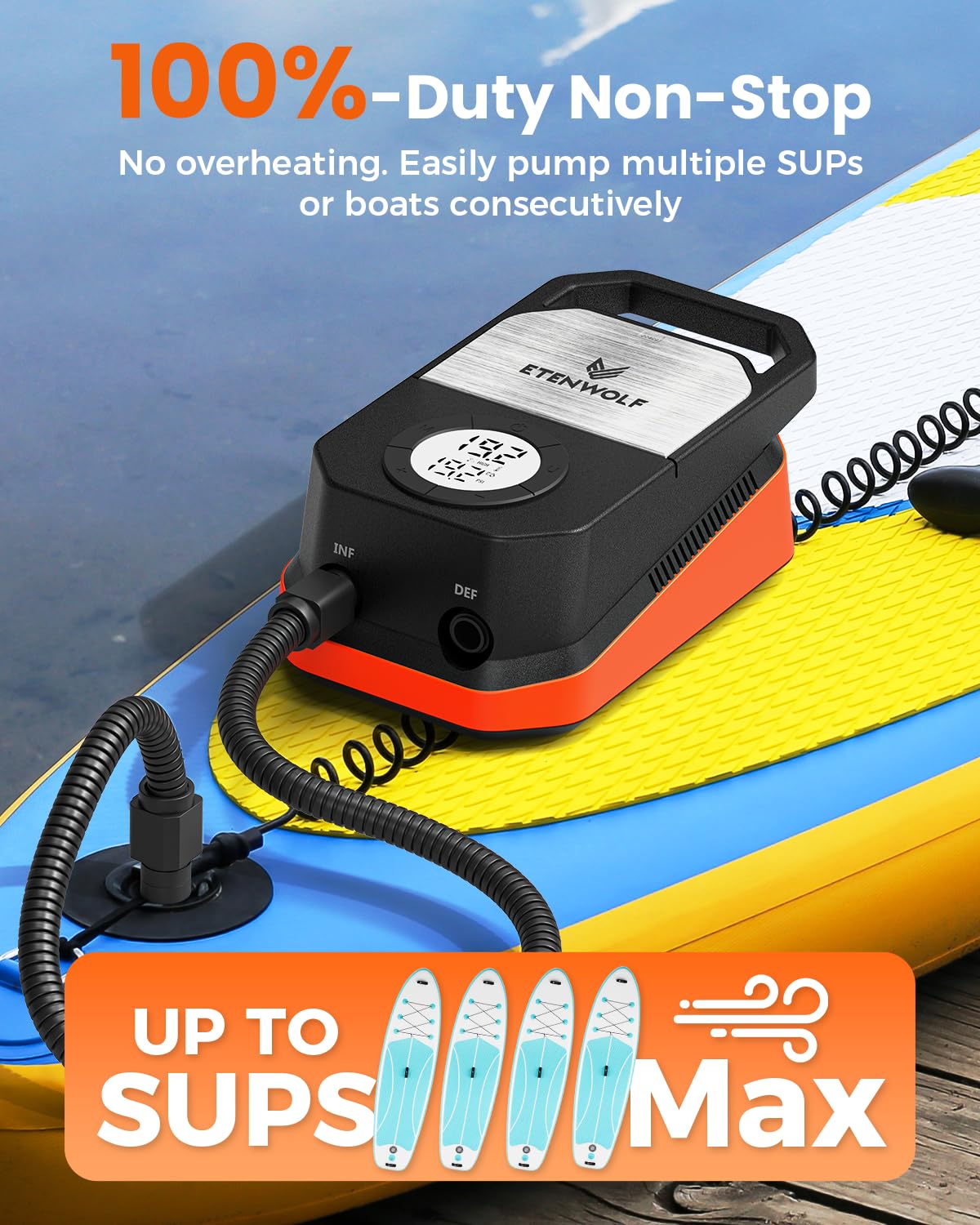 ETENWOLF S4 conector 12V enchufado al coche para uso en ruta