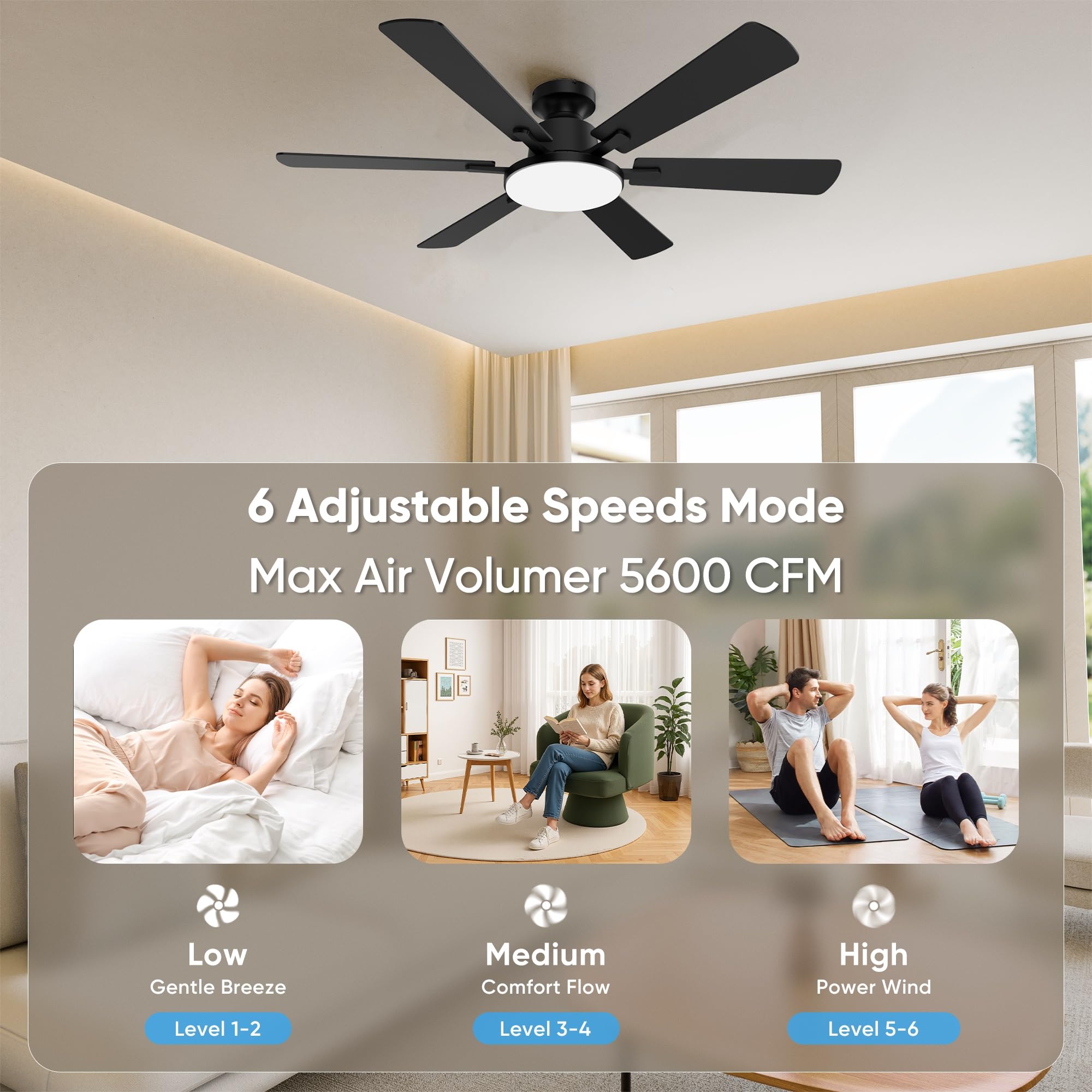 Eterfun ventilador comparación de tamaño con muebles para referencia visual