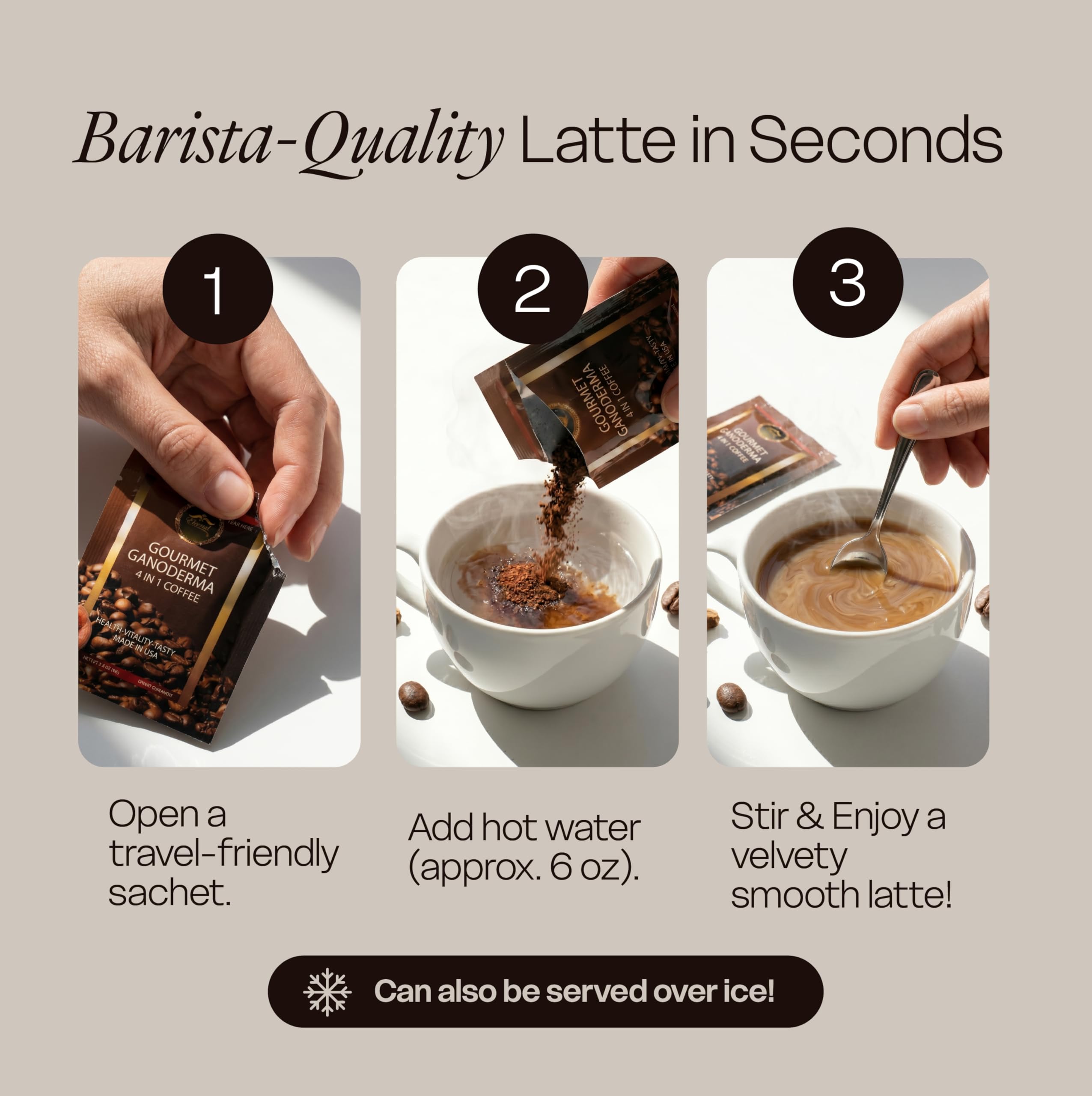 Eternal Spirit Beauty taza humeante lista que sugiere sabor suave y reconfortante