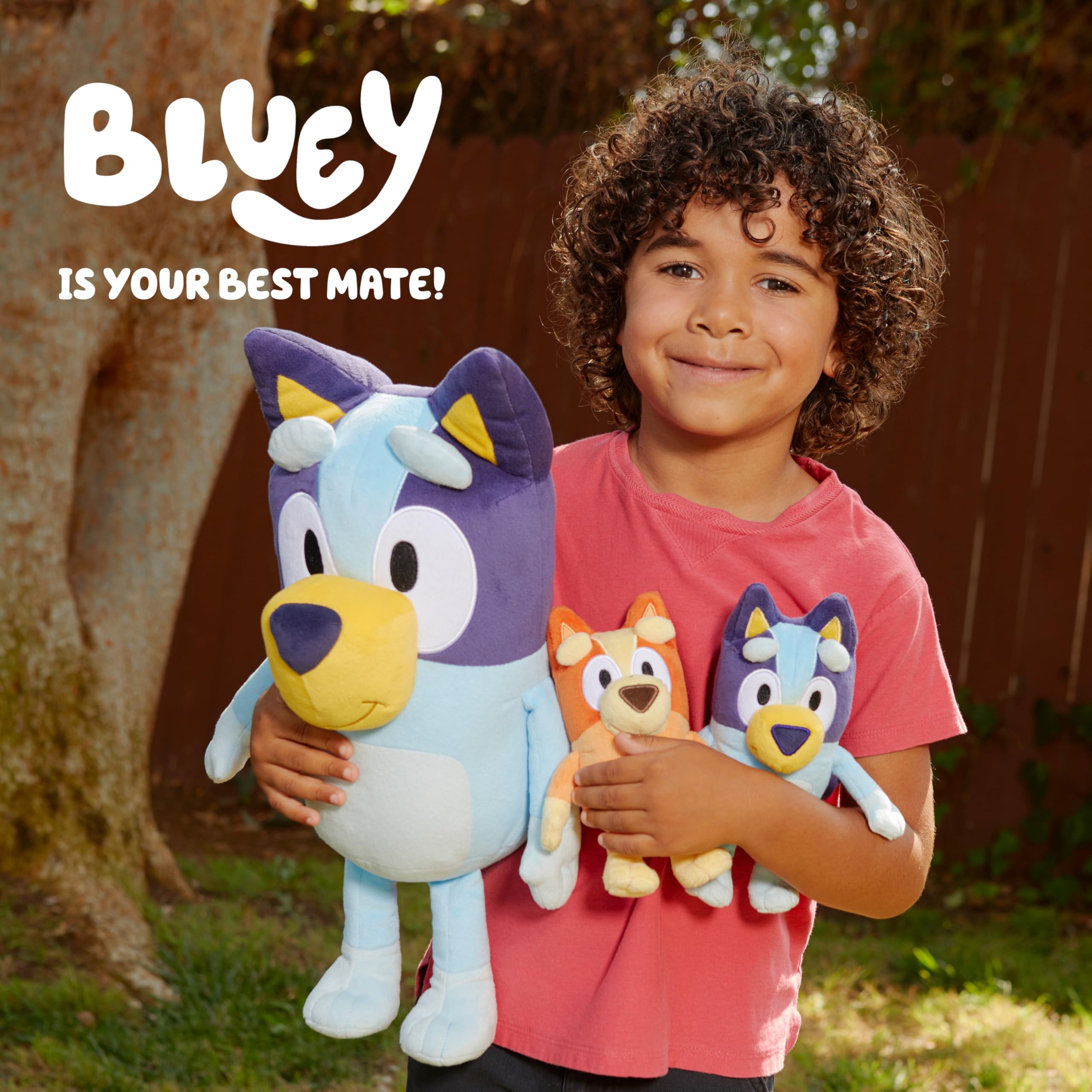 Etiqueta con materiales y cuidados del producto, marca Bluey, fácil mantenimiento