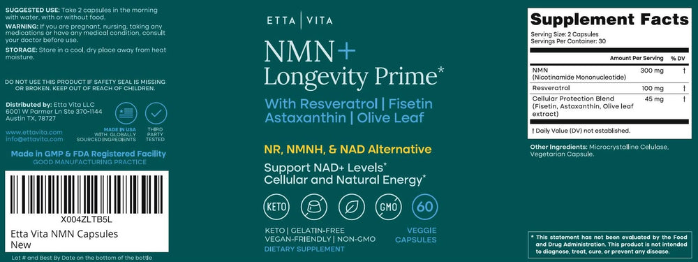 Etta Vita certificado de análisis disponible indicando pruebas de laboratorio