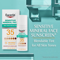 Eucerin aplicación en rostro con dedos mostrando cobertura ligera