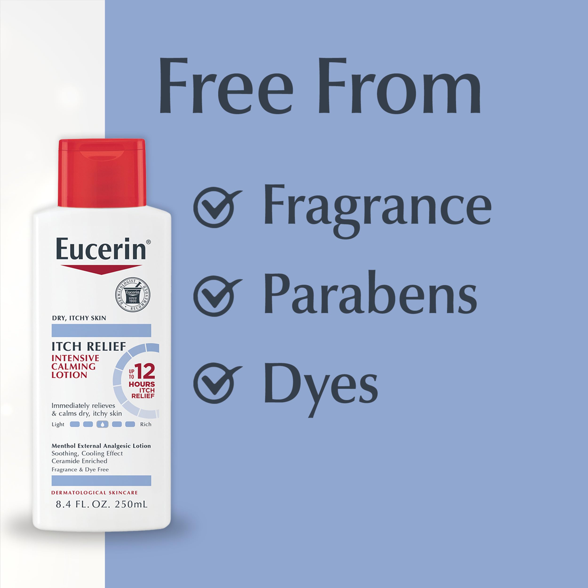 Eucerin botella en baño estilo lifestyle, aporta rutina calmante diaria