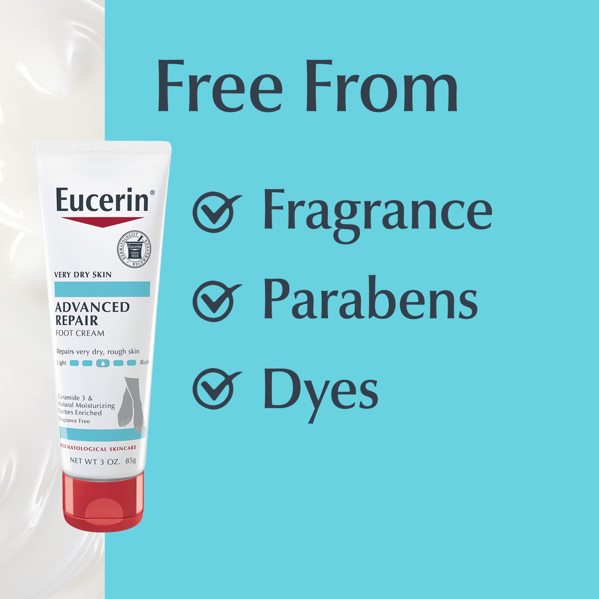 Eucerin comparación de tamaño 3oz con objeto cotidiano para escala